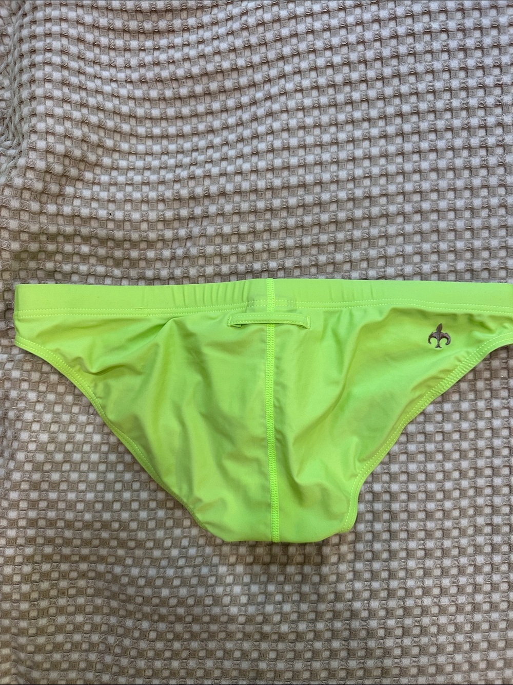 Men's Neon Lime Swim Briefs with Logo Waistband - Picture 3 of 3